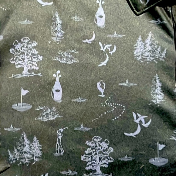 Greg Norman Men's Polo Shirt - Navy with playful golf course imagery print sz L - Picture 4 of 10